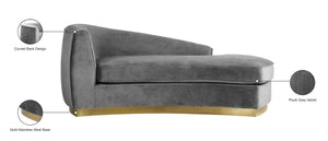 Julian Velvet / Engineered Wood / Stainless Steel / Foam Contemporary Grey Velvet Chaise - 71" W x 40.5" D x 29" H