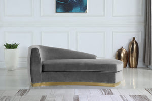 Julian Velvet / Engineered Wood / Stainless Steel / Foam Contemporary Grey Velvet Chaise - 71" W x 40.5" D x 29" H