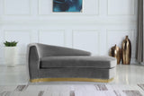 Julian Velvet / Engineered Wood / Stainless Steel / Foam Contemporary Grey Velvet Chaise - 71" W x 40.5" D x 29" H