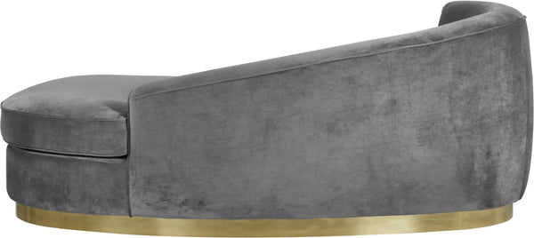 Julian Velvet / Engineered Wood / Stainless Steel / Foam Contemporary Grey Velvet Chaise - 71" W x 40.5" D x 29" H