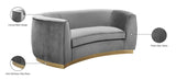 Julian Velvet / Engineered Wood / Stainless Steel / Foam Contemporary Grey Velvet Loveseat - 70.5" W x 40.5" D x 29" H