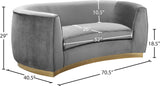 Julian Velvet / Engineered Wood / Stainless Steel / Foam Contemporary Grey Velvet Loveseat - 70.5" W x 40.5" D x 29" H