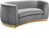 Julian Velvet / Engineered Wood / Stainless Steel / Foam Contemporary Grey Velvet Loveseat - 70.5" W x 40.5" D x 29" H