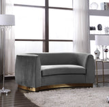 Julian Velvet / Engineered Wood / Stainless Steel / Foam Contemporary Grey Velvet Loveseat - 70.5" W x 40.5" D x 29" H