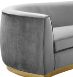 Julian Velvet / Engineered Wood / Stainless Steel / Foam Contemporary Grey Velvet Loveseat - 70.5" W x 40.5" D x 29" H