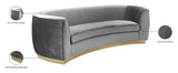 Julian Velvet / Engineered Wood / Stainless Steel / Foam Contemporary Grey Velvet Sofa - 91.5" W x 43" D x 29" H