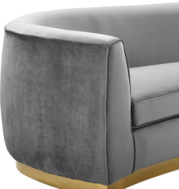 Julian Velvet / Engineered Wood / Stainless Steel / Foam Contemporary Grey Velvet Sofa - 91.5" W x 43" D x 29" H