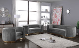 Julian Velvet / Engineered Wood / Stainless Steel / Foam Contemporary Grey Velvet Sofa - 91.5" W x 43" D x 29" H