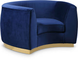 Julian Velvet / Engineered Wood / Stainless Steel / Foam Contemporary Navy Velvet Chair - 50.5" W x 40.5" D x 29" H