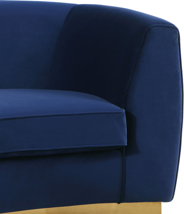 Julian Velvet / Engineered Wood / Stainless Steel / Foam Contemporary Navy Velvet Chair - 50.5" W x 40.5" D x 29" H