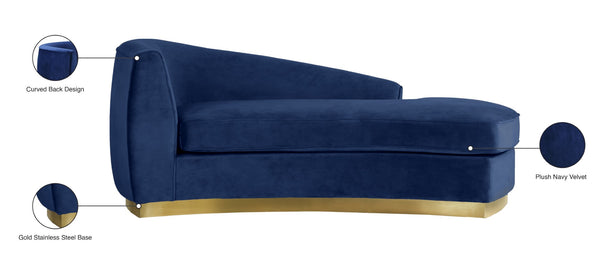 Julian Velvet / Engineered Wood / Stainless Steel / Foam Contemporary Navy Velvet Chaise - 71" W x 40.5" D x 29" H