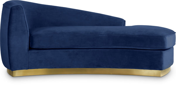 Julian Velvet / Engineered Wood / Stainless Steel / Foam Contemporary Navy Velvet Chaise - 71" W x 40.5" D x 29" H