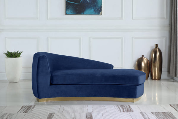 Julian Velvet / Engineered Wood / Stainless Steel / Foam Contemporary Navy Velvet Chaise - 71" W x 40.5" D x 29" H