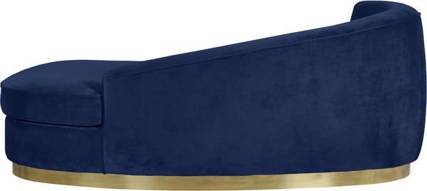 Julian Velvet / Engineered Wood / Stainless Steel / Foam Contemporary Navy Velvet Chaise - 71" W x 40.5" D x 29" H