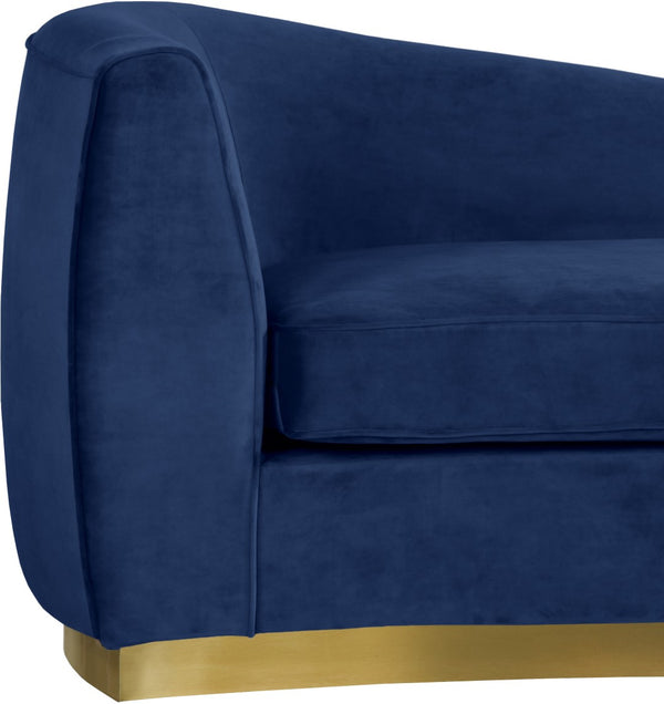 Julian Velvet / Engineered Wood / Stainless Steel / Foam Contemporary Navy Velvet Chaise - 71" W x 40.5" D x 29" H