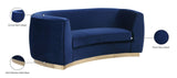 Julian Velvet / Engineered Wood / Stainless Steel / Foam Contemporary Navy Velvet Loveseat - 70.5" W x 40.5" D x 29" H