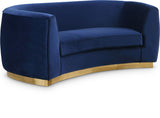 Julian Velvet / Engineered Wood / Stainless Steel / Foam Contemporary Navy Velvet Loveseat - 70.5" W x 40.5" D x 29" H