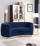 Julian Velvet / Engineered Wood / Stainless Steel / Foam Contemporary Navy Velvet Loveseat - 70.5" W x 40.5" D x 29" H