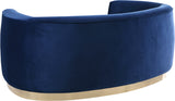 Julian Velvet / Engineered Wood / Stainless Steel / Foam Contemporary Navy Velvet Loveseat - 70.5" W x 40.5" D x 29" H