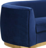 Julian Velvet / Engineered Wood / Stainless Steel / Foam Contemporary Navy Velvet Loveseat - 70.5" W x 40.5" D x 29" H