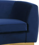 Julian Velvet / Engineered Wood / Stainless Steel / Foam Contemporary Navy Velvet Loveseat - 70.5" W x 40.5" D x 29" H