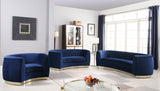 Julian Velvet / Engineered Wood / Stainless Steel / Foam Contemporary Navy Velvet Loveseat - 70.5" W x 40.5" D x 29" H