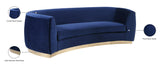 Julian Velvet / Engineered Wood / Stainless Steel / Foam Contemporary Navy Velvet Sofa - 91.5" W x 43" D x 29" H