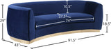 Julian Velvet / Engineered Wood / Stainless Steel / Foam Contemporary Navy Velvet Sofa - 91.5" W x 43" D x 29" H