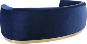 Julian Velvet / Engineered Wood / Stainless Steel / Foam Contemporary Navy Velvet Sofa - 91.5" W x 43" D x 29" H