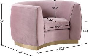 Julian Velvet / Engineered Wood / Stainless Steel / Foam Contemporary Pink Velvet Chair - 50.5" W x 40.5" D x 29" H