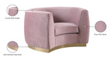 Julian Velvet / Engineered Wood / Stainless Steel / Foam Contemporary Pink Velvet Chair - 50.5" W x 40.5" D x 29" H