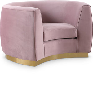 Julian Velvet / Engineered Wood / Stainless Steel / Foam Contemporary Pink Velvet Chair - 50.5" W x 40.5" D x 29" H