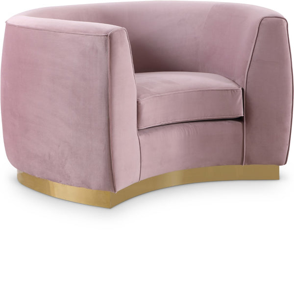 Julian Velvet / Engineered Wood / Stainless Steel / Foam Contemporary Pink Velvet Chair - 50.5" W x 40.5" D x 29" H