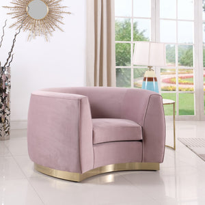Julian Velvet / Engineered Wood / Stainless Steel / Foam Contemporary Pink Velvet Chair - 50.5" W x 40.5" D x 29" H