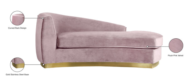 Julian Velvet / Engineered Wood / Stainless Steel / Foam Contemporary Pink Velvet Chaise - 71" W x 40.5" D x 29" H