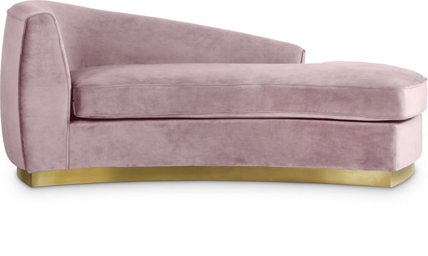 Julian Velvet / Engineered Wood / Stainless Steel / Foam Contemporary Pink Velvet Chaise - 71" W x 40.5" D x 29" H