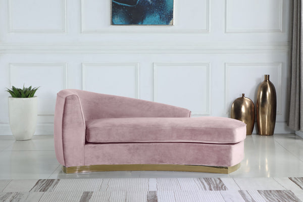 Julian Velvet / Engineered Wood / Stainless Steel / Foam Contemporary Pink Velvet Chaise - 71" W x 40.5" D x 29" H