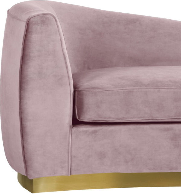 Julian Velvet / Engineered Wood / Stainless Steel / Foam Contemporary Pink Velvet Chaise - 71" W x 40.5" D x 29" H
