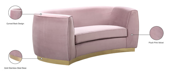 Julian Velvet / Engineered Wood / Stainless Steel / Foam Contemporary Pink Velvet Loveseat - 70.5" W x 40.5" D x 29" H