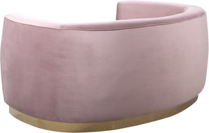 Julian Velvet / Engineered Wood / Stainless Steel / Foam Contemporary Pink Velvet Loveseat - 70.5" W x 40.5" D x 29" H