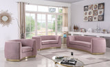 Julian Velvet / Engineered Wood / Stainless Steel / Foam Contemporary Pink Velvet Loveseat - 70.5" W x 40.5" D x 29" H