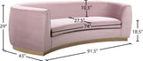 Julian Velvet / Engineered Wood / Stainless Steel / Foam Contemporary Pink Velvet Sofa - 91.5" W x 43" D x 29" H