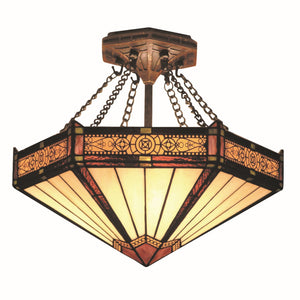 Filigree 14'' Wide 3-Light Semi Flush Mount - Aged Bronze