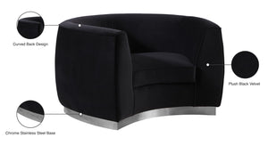Julian Velvet / Engineered Wood / Stainless Steel / Foam Contemporary Black Velvet Chair - 50.5" W x 40.5" D x 29" H
