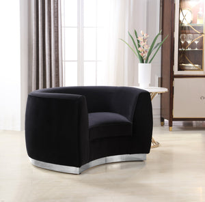 Julian Velvet / Engineered Wood / Stainless Steel / Foam Contemporary Black Velvet Chair - 50.5" W x 40.5" D x 29" H