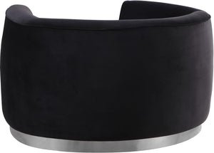 Julian Velvet / Engineered Wood / Stainless Steel / Foam Contemporary Black Velvet Chair - 50.5" W x 40.5" D x 29" H