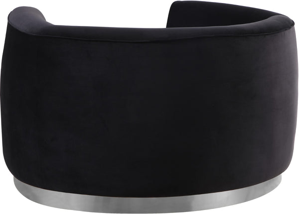 Julian Velvet / Engineered Wood / Stainless Steel / Foam Contemporary Black Velvet Chair - 50.5" W x 40.5" D x 29" H