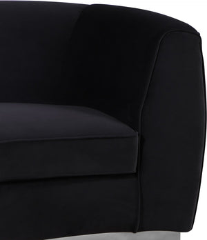 Julian Velvet / Engineered Wood / Stainless Steel / Foam Contemporary Black Velvet Chair - 50.5" W x 40.5" D x 29" H