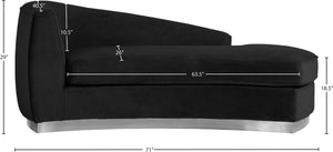 Julian Velvet / Engineered Wood / Stainless Steel / Foam Contemporary Black Velvet Chaise - 71" W x 40.5" D x 29" H