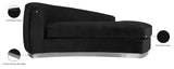 Julian Velvet / Engineered Wood / Stainless Steel / Foam Contemporary Black Velvet Chaise - 71" W x 40.5" D x 29" H